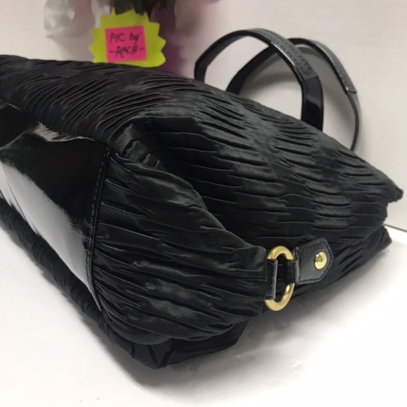 Coach Ashley 20050 Black Gathered Satin Purse Handbag & Wristlet SET - Picture 8 of 13